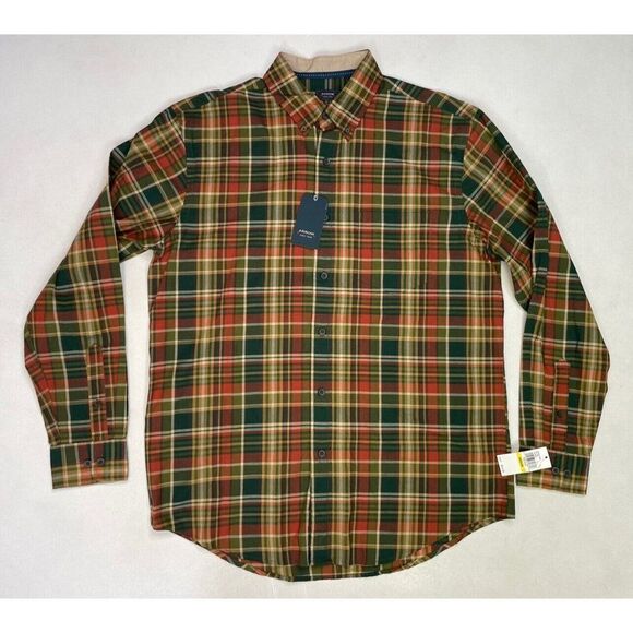 ARROW Plaid Button Up Shirt Men Medium Green Long Sleeve NWT - Picture 1 of 5